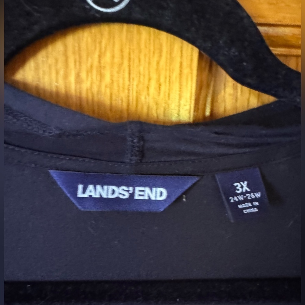 Lands' End Plus Size Black Long Open Cardigan - Picture 10 of 12